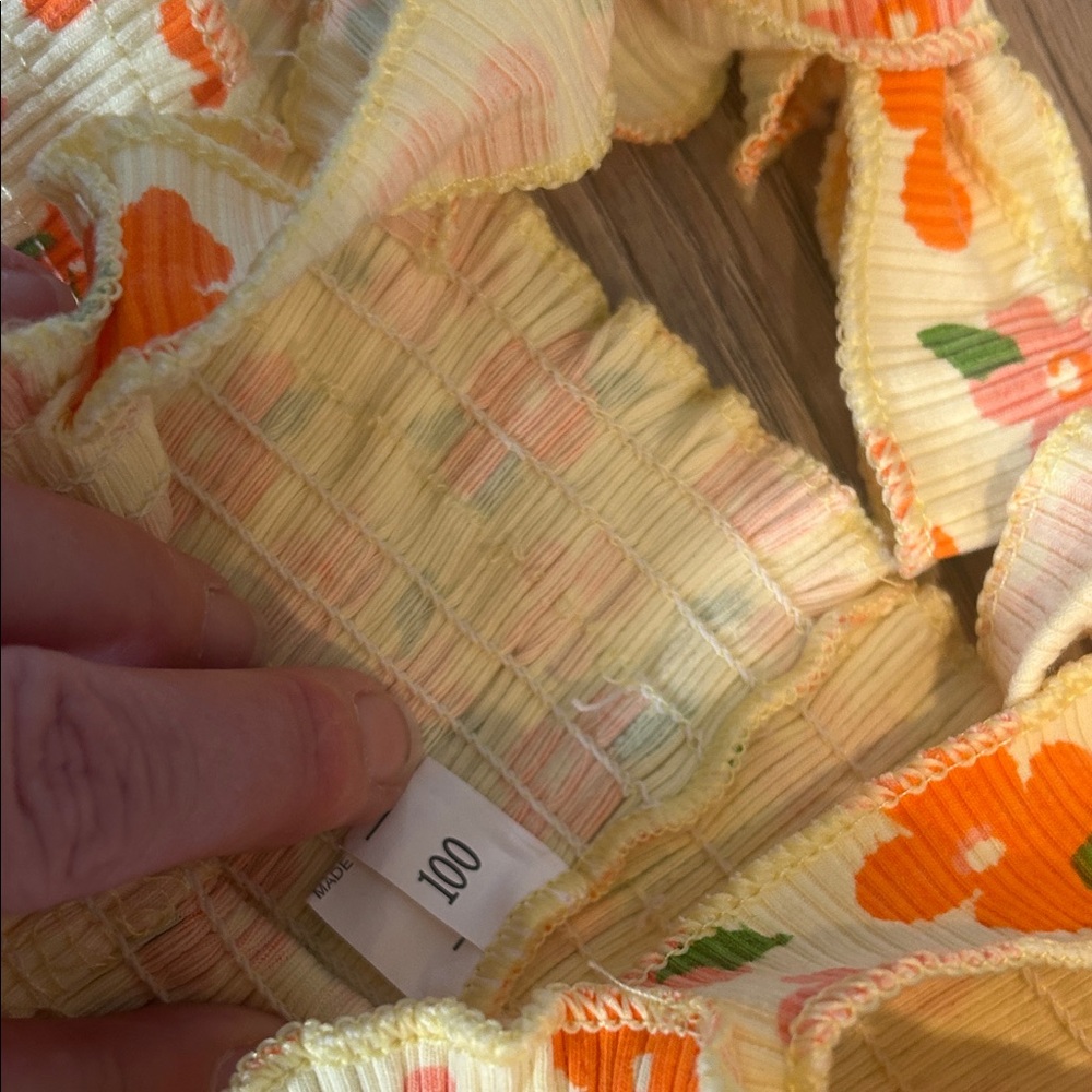 Floral Two-Piece ribbed Set with Orange and Cream Size 3-4T - Picture 2 of 8